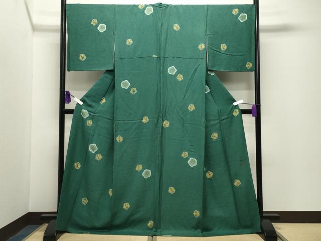 平和屋着物●上質な小紋 作家物 絞り 舞梅文 金彩 ロング丈 正絹 逸品 CABG4370gh