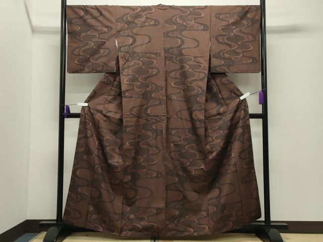 平和屋着物●本場大島紬 7マルキ 流水枝花文 正絹 逸品 CABG4373gh