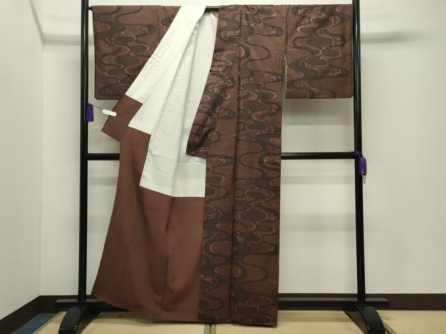 平和屋着物●本場大島紬 7マルキ 流水枝花文 正絹 逸品 CABG4373gh