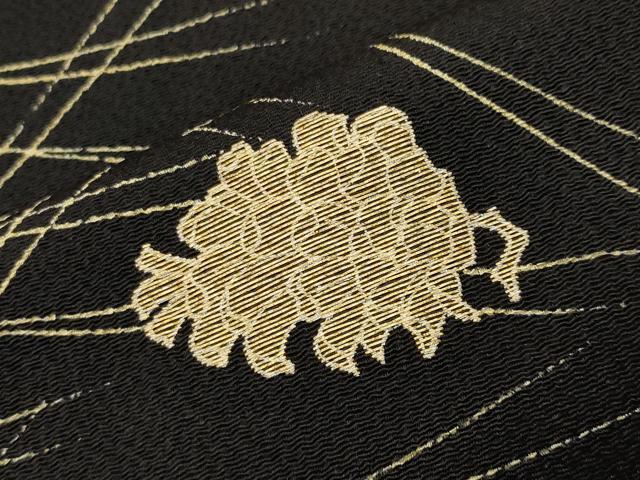 平和屋着物●訪問着 竹屋町刺繍 こぼれ松葉 松ぼっくり 黒地 金彩 鬼しぼ縮緬 正絹 逸品 未使用 CABG4379gh