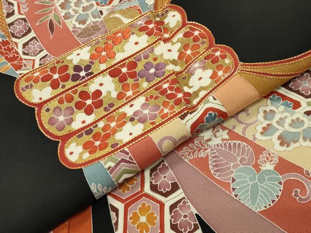 平和屋着物●創業460年・千總 黒留袖 駒刺繍 束ね熨斗飛鶴花文 金彩 正絹 逸品 CABG4386gh