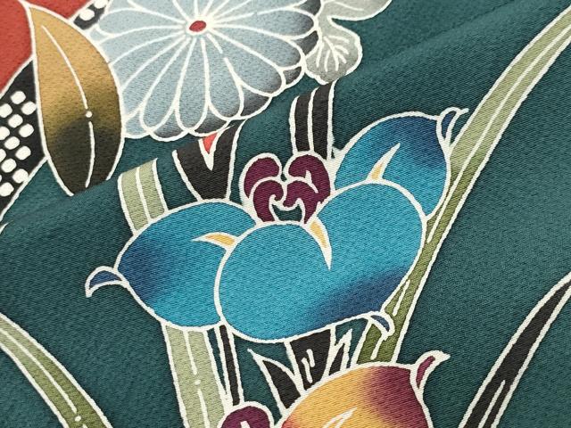 平和屋着物●豪華振袖 紅型 尾長鳥風景花文 正絹 逸品 CABG4392gh