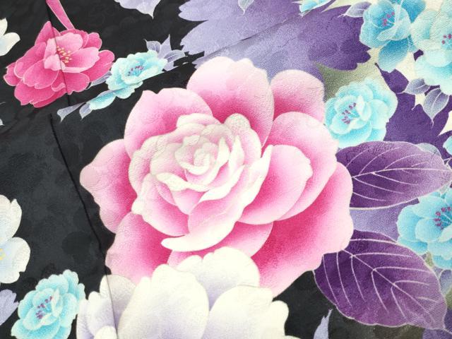 平和屋着物●松田聖子 SEIKOMATSUDA 振袖 刺繍 薔薇 暈し染め 金銀彩 正絹 逸品 CABG4393gh
