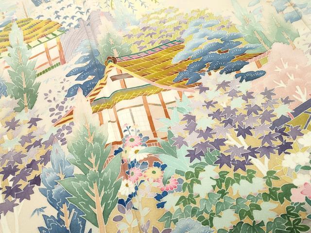 平和屋着物●本加賀友禅作家 直江良三 色留袖 風景花文 正絹 逸品 CABG4396gh