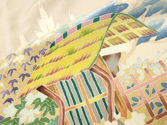 平和屋着物●本加賀友禅作家 直江良三 色留袖 風景花文 正絹 逸品 CABG4396gh