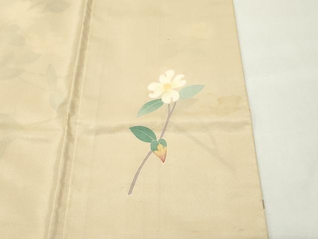平和屋着物●本加賀友禅作家 成竹登茂男 訪問着 白山紬 枝花文様 正絹 逸品 CABG4402gh