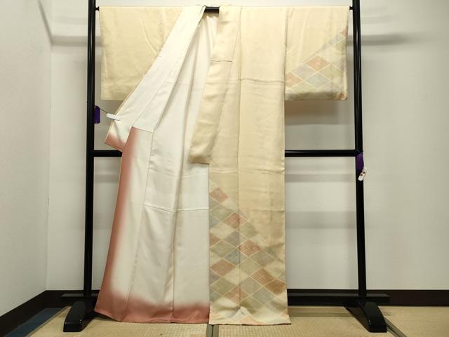 平和屋着物●訪問着 刺繍 菱吉祥文 正絹 逸品 CABG4409gh