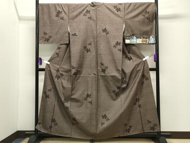 平和屋着物●本場大島紬 9マルキ 泥染め 枝葉文 友原織物謹製 証紙付き 正絹 逸品 未使用 CABG4414gh