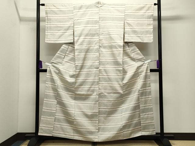 平和屋着物●本場大島紬 白大島 100亀甲 横段文 正絹 逸品 CABG4421gh