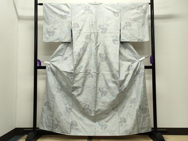 平和屋着物●本場大島紬 白大島 9マルキ 総絣 扇面花文 正絹 逸品 CABG4422gh