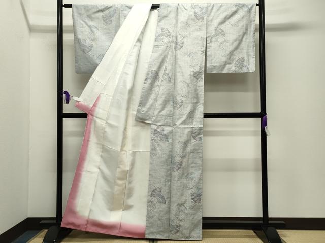 平和屋着物●本場大島紬 白大島 9マルキ 総絣 扇面花文 正絹 逸品 CABG4422gh
