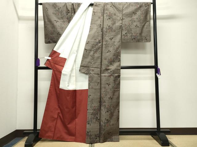 平和屋着物●本場大島紬 9マルキ 花唐草文 正絹 逸品 CABG4423gh