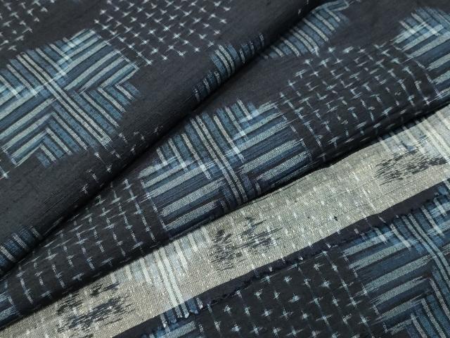 平和屋着物●上質な紬 亀甲文 反端付き 正絹 逸品 CABG4424gh