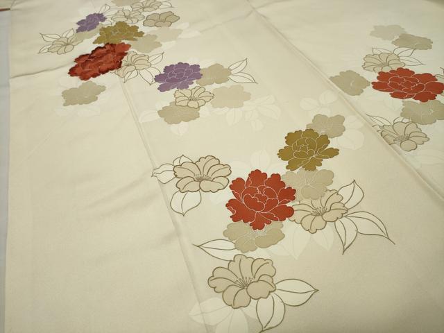 平和屋着物●訪問着 駒刺繍 牡丹花文 金彩 正絹 逸品 CABG4426gh