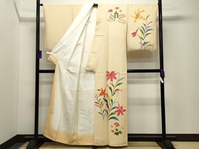 平和屋着物●訪問着 友禅 作家物 草花文 正絹 逸品 CABG4428gh