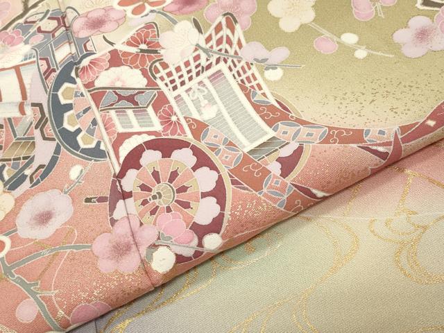 平和屋着物●訪問着 御所車梅花文 暈し染め 金彩 正絹 逸品 CABG4429gh