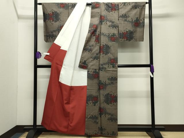 平和屋着物●本場大島紬 9マルキ 草花文 正絹 逸品 未使用 CABG4435gh