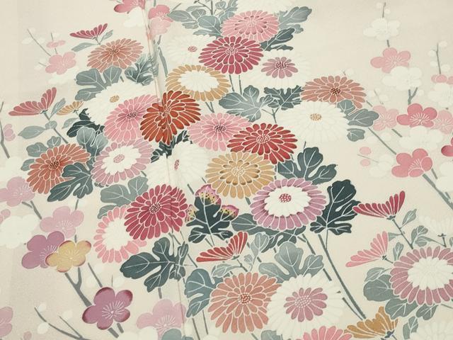 平和屋着物●訪問着 友禅 枝梅花文 ロング丈 正絹 逸品 CABG4439gh