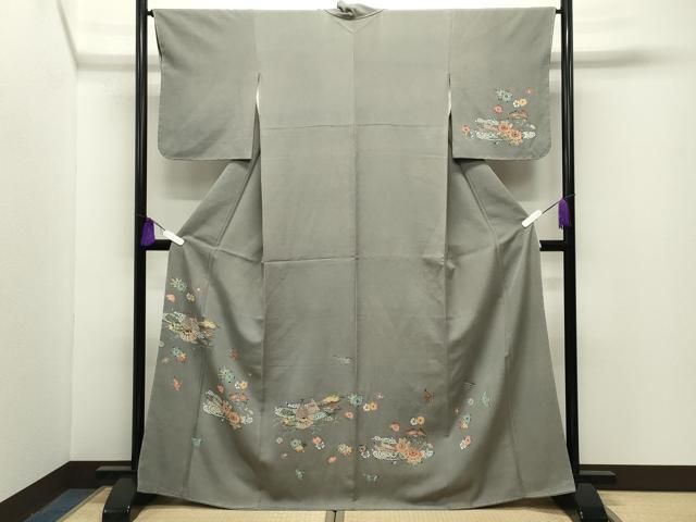 平和屋着物●訪問着 型染め 花鳥文 正絹 逸品 CABG4443gh