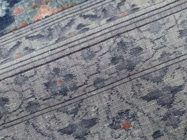 平和屋着物●小千谷紬 横段花唐草文 証紙付き 正絹 逸品 未使用 CABG4451gh