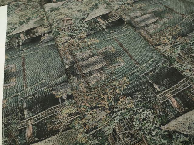 平和屋着物●都喜ヱ門 本場大島紬 総絣 風景文 京都きもの友禅扱い 藤絹織物謹製 正絹 逸品 未使用 CABG4453gh