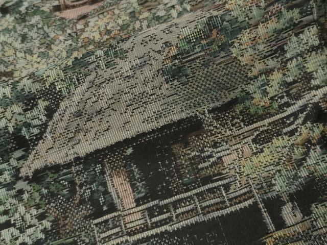 平和屋着物●都喜ヱ門 本場大島紬 総絣 風景文 京都きもの友禅扱い 藤絹織物謹製 正絹 逸品 未使用 CABG4453gh