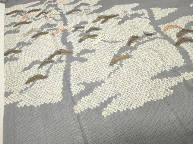 平和屋着物●豪華色留袖 絞り 刺繍 枝松文 金彩 正絹 逸品 CABG4458gh