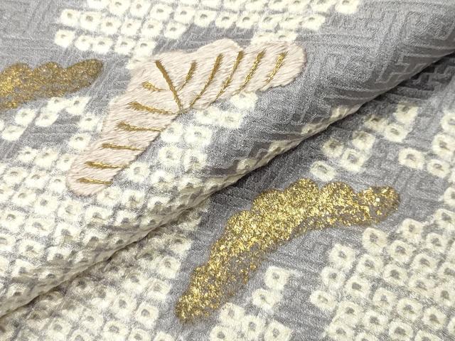平和屋着物●豪華色留袖 絞り 刺繍 枝松文 金彩 正絹 逸品 CABG4458gh