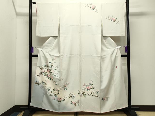平和屋着物●訪問着 友禅 作家物 枝花文 暈し染め 正絹 逸品 CABG4460gh