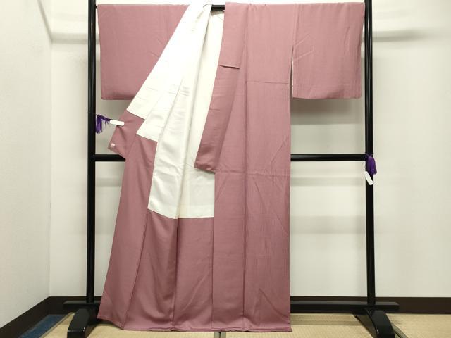 平和屋着物●江戸小紋 万筋 浅蘇芳色×灰桜色 正絹 逸品 CABG4472gh