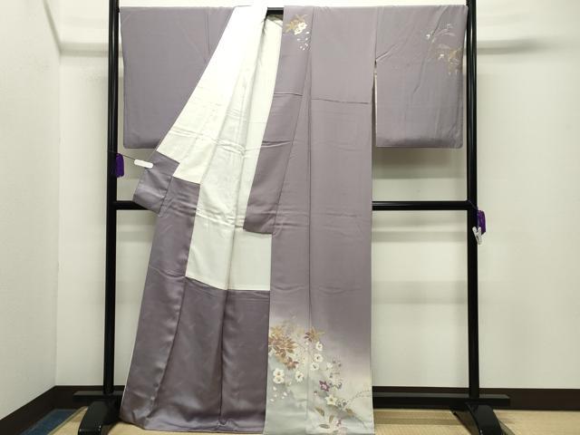 平和屋着物●二代目清次郎 手描き 訪問着 枝花文 暈し染め ロング丈 正絹 逸品 CABG4478gh
