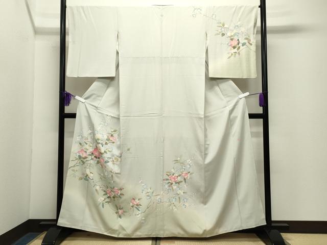 平和屋着物●訪問着 友禅 作家物 枝椿花文 暈し染め 正絹 逸品 CABG4479gh