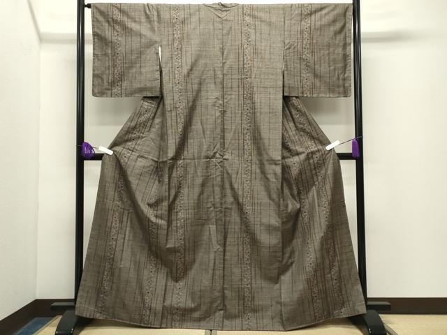 平和屋着物●本場大島紬 9マルキ 花唐草間道 正絹 逸品 未使用 CABG4484gh