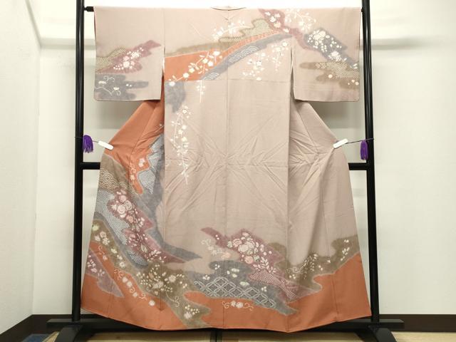 平和屋着物●訪問着 辻が花 絞り 暈し染め 正絹 逸品 CABG4486gh