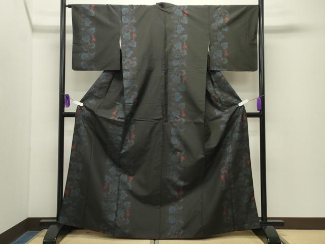 平和屋着物●本場大島紬 7マルキ 葡萄蔦の葉間道 正絹 逸品 CABG4488gh