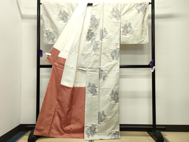 平和屋着物●本場大島紬 白大島 9マルキ 総絣 風景文 正絹 逸品 未使用 CABG4490gh