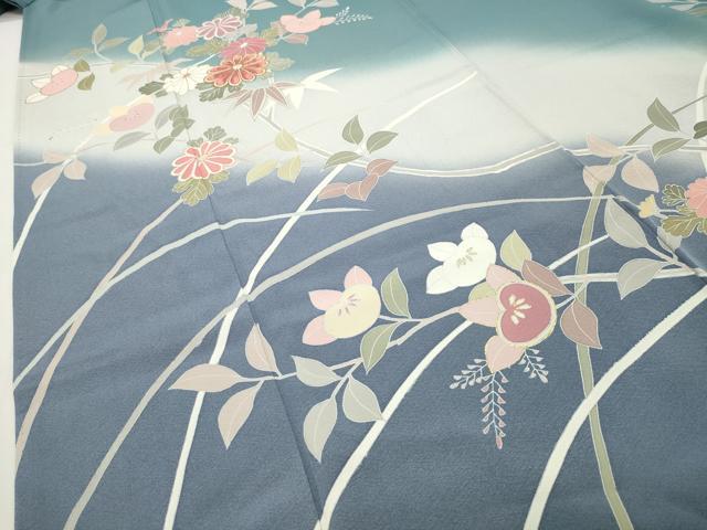 平和屋着物●訪問着 駒刺繍 草花文 暈し染め 金彩 正絹 逸品 CABG4495gh