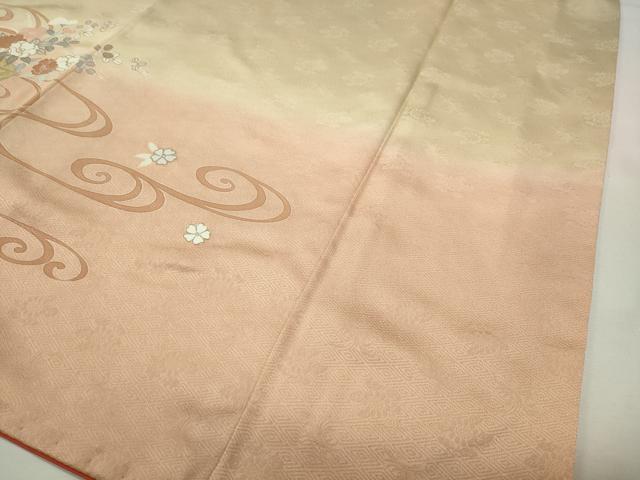 平和屋着物●訪問着 駒刺繍 流水花籠文 暈し染め 金銀彩 鈴乃屋扱い 正絹 逸品 CABG4496gh