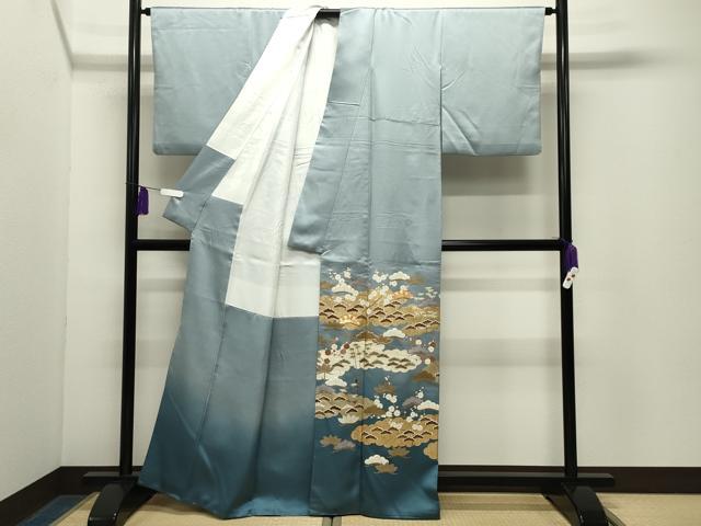 平和屋着物●豪華色留袖 駒刺繍 雲重ね松竹梅文 暈し染め 金彩 正絹 逸品 CABG4499gh