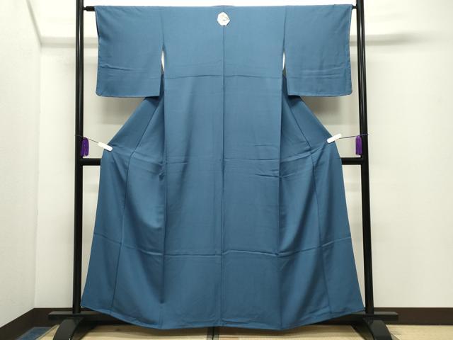 平和屋着物●上質な色無地 吉祥地紋 紺鼠色 正絹 逸品 未使用 CABG4503gh