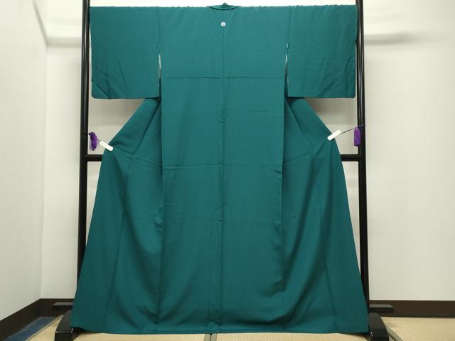 平和屋着物●上質な色無地 萌葱色 ロング丈 正絹 逸品 CABG4504gh