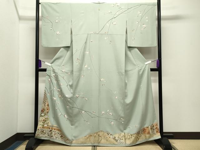 平和屋着物○訪問着 駒刺繍 飛鳥枝花文 金彩 鈴乃屋扱い 正絹