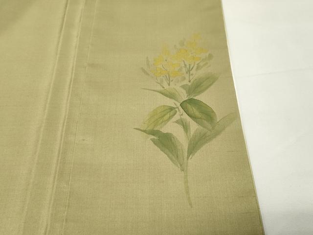 平和屋着物●本加賀友禅作家 鶴見保次 訪問着 白山紬 草花文 正絹 逸品 未使用 CABG4514gh