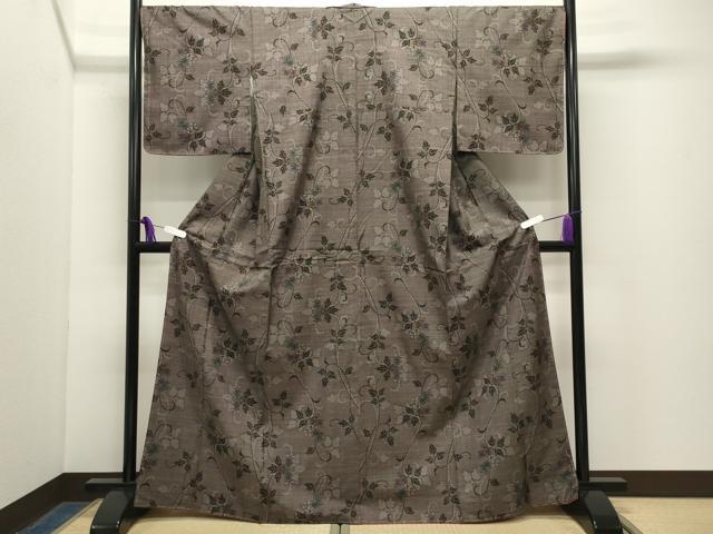平和屋着物●本場大島紬 7マルキ 花唐草文 正絹 逸品 未使用 CABG4516gh