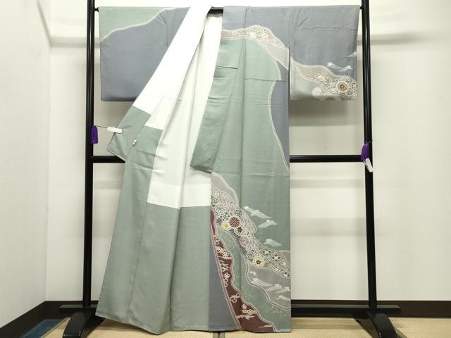 平和屋着物●訪問着 立波花文 金彩 正絹 逸品 CABG4518gh