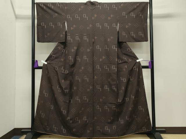 平和屋着物●上質な紬 琉球絣文様 正絹 逸品 CABG4523gh