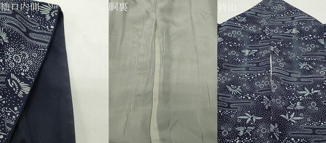 平和屋着物●藍造り国選定無形文化財 藍師・佐藤昭人 小紋 鳳凰エ霞花文 正絹 逸品 CABG4526gh