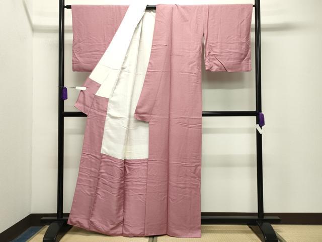 平和屋着物●上質な色無地 紋意匠 退紅色 正絹 逸品 CABG4532gh