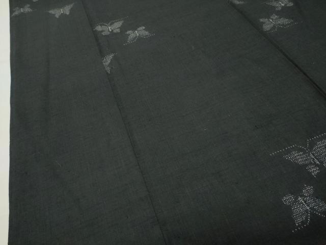 平和屋着物●結城紬 120亀甲 飛び亀甲柄 舞蝶文 正絹 逸品 CABG4533gh