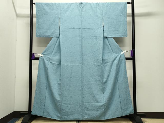 平和屋着物●上質な色無地 舞花地紋 水色 正絹 逸品 CABG4547gh